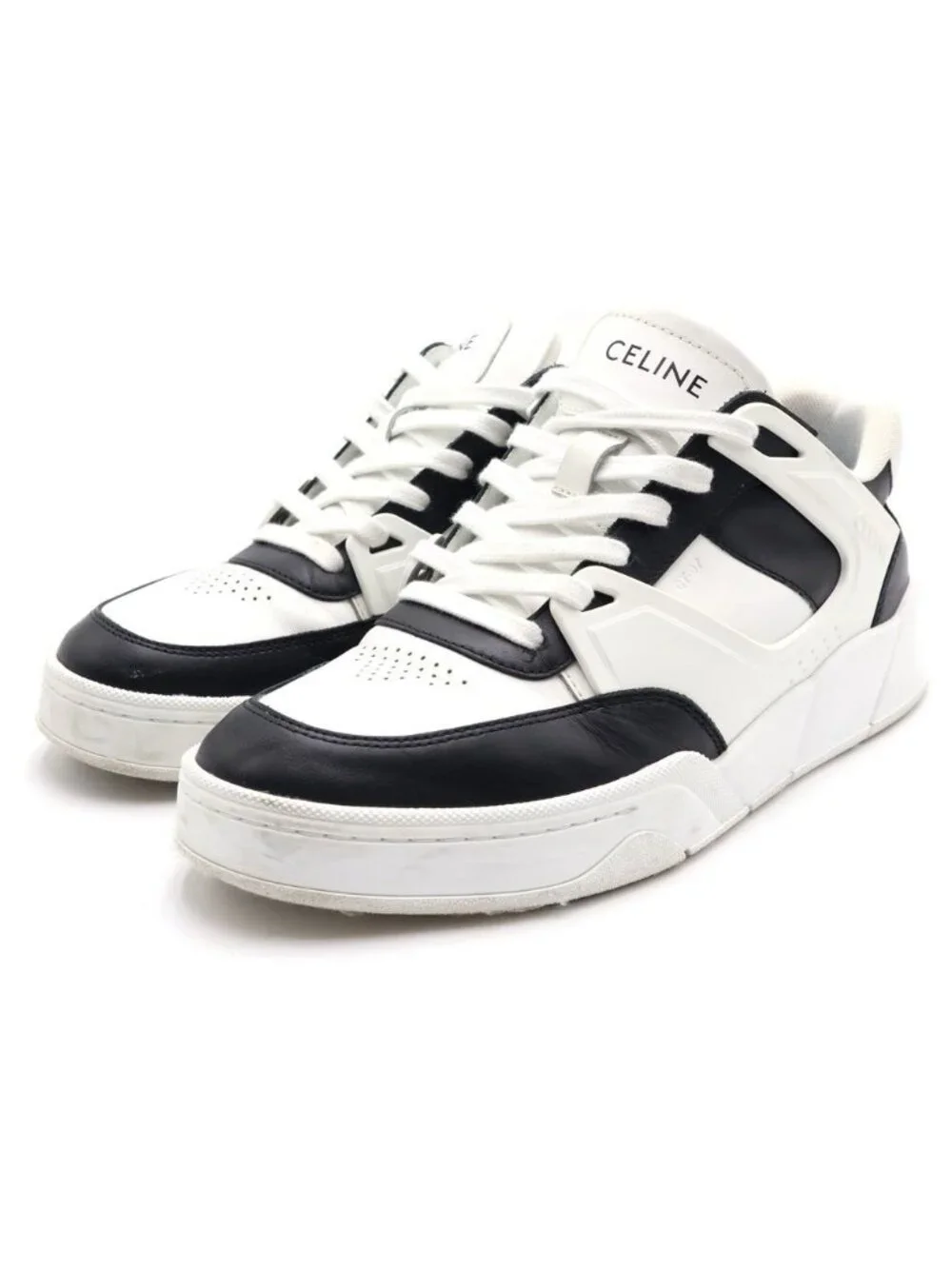 Celine Eddie Era Leather Trim Low Cut Sneakers White